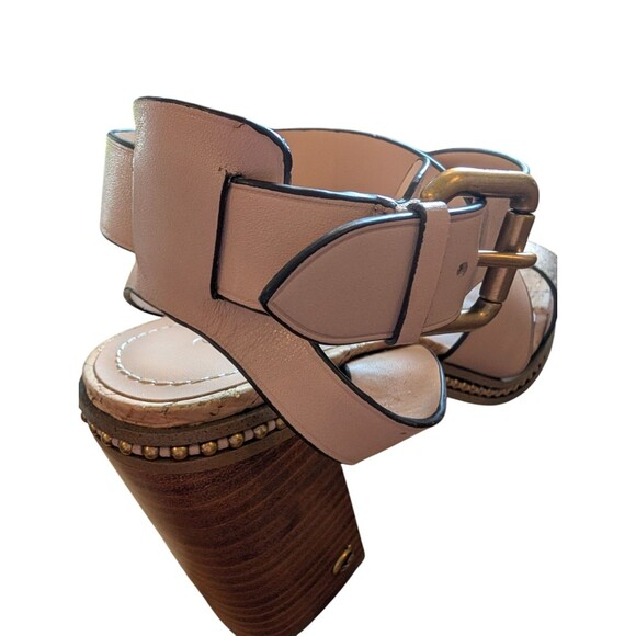 EUC COACH Mandy Sandals - Studded Beige & Gold Metallic Leather Heels - Sz 9.5 - Picture 10 of 16